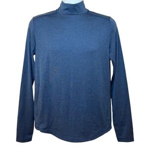 Ministry of Supply Mens XS Blue Long Sleeve Merino Wool Blend Pullover Shirt